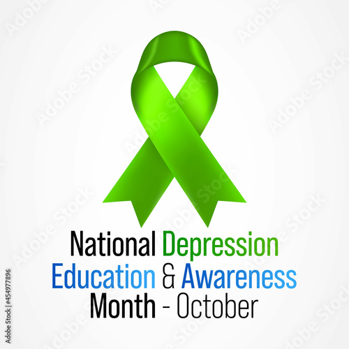 National Depression education and awareness month is observed every year in October, it is a common condition, and recovery is possible with the right treatment. Vector illustration