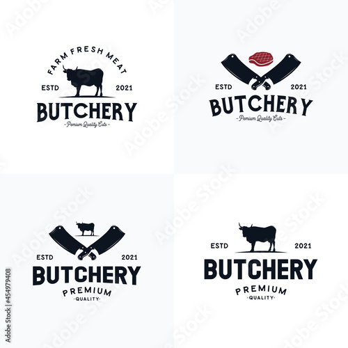 Butcher shop logo vector illustration