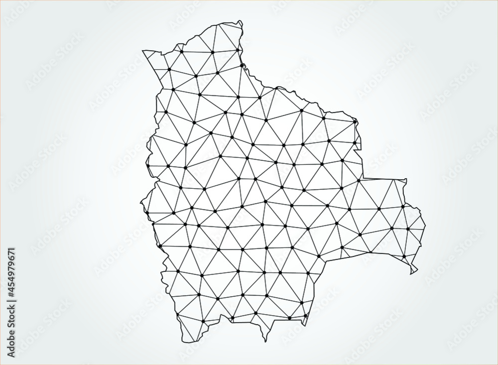 Bolivia map Global network mesh Social communications background	