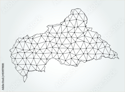Central African Republic Map Global network mesh Social communications background	