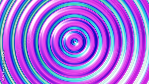 3D illustration of the trendy 80s style waving iridescent radial glossy background