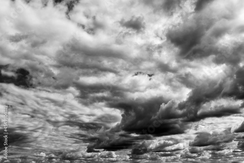 storm clouds on in black and white
