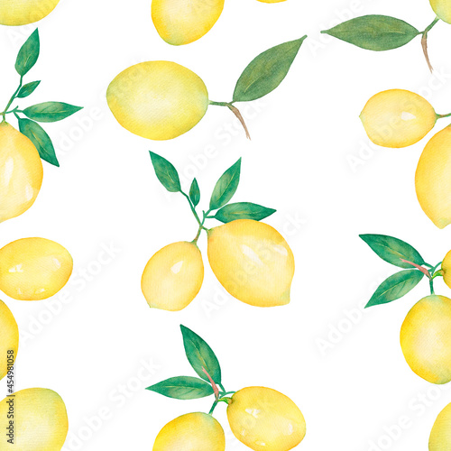 Hand drawn Lemon Paper, Watercolor Tropical Fruit Pattern, Lemon seamless pattern, Lime repeat pattern for fabric, Eating printing design
