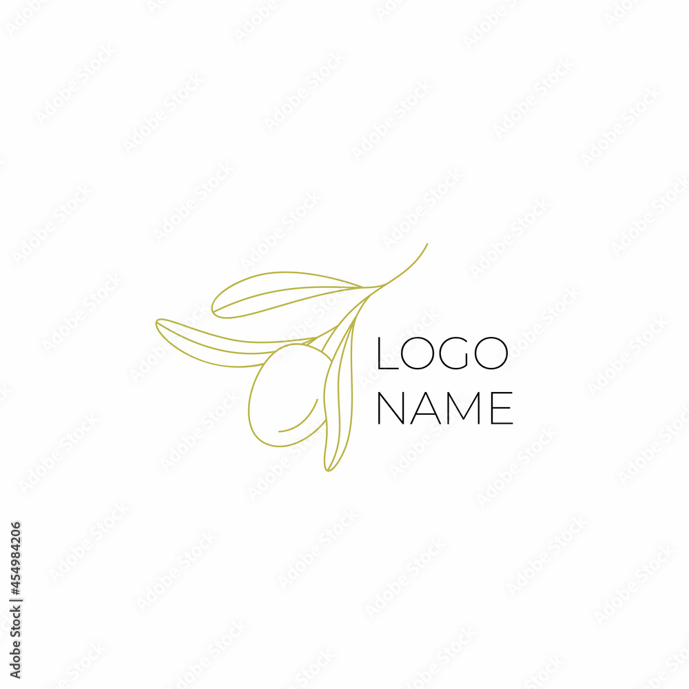 Logo of olives on a branch . Modern logo in line style. Minimalistic floral vector illustration. Elegant sign for canned olives, olive oil, olive plantation. Logo of olives on a branch . Modern logo in line style. Minimalistic floral vector illustration. Elegant sign for canned olives, olive oil, olive plantation.