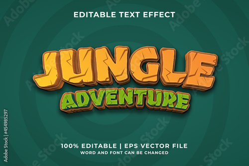 Editable text effect - Jungle Adventure style template premium vector