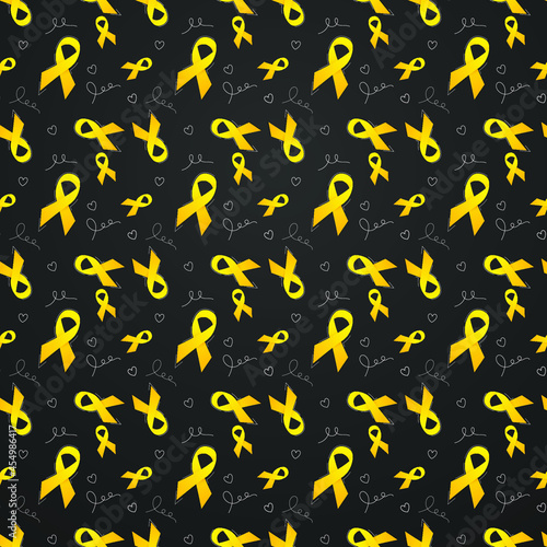 Setembro amarelo yellow ribbons seamless pattern. yellow September background pattern
