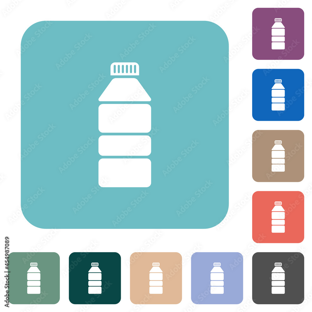 Water bottle solid rounded square flat icons Water bottle solid rounded square flat icons