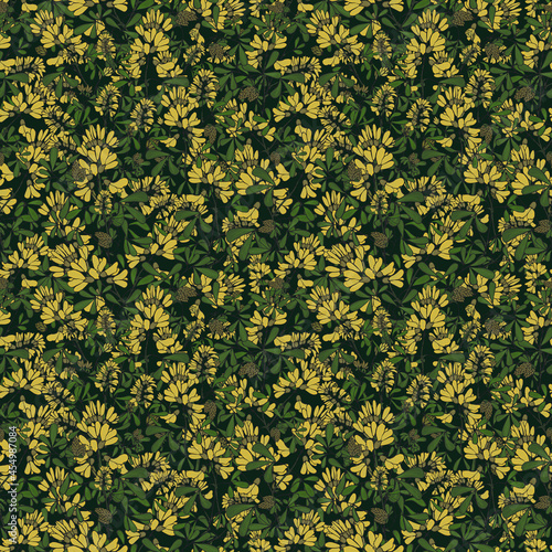 Seamless botanical pattern with yellow flowers