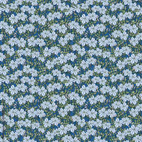 Seamless botanical pattern with blue flowers
