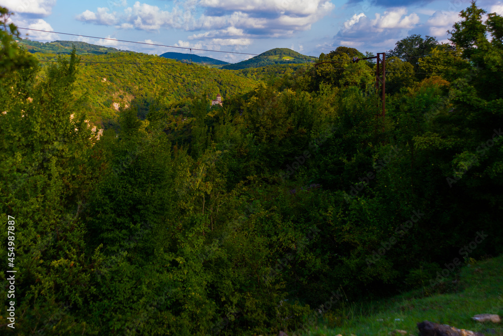 KUTAISI, GEORGIA: Beautiful landscape with a canyon near Motsameta Monastery on a summer day.