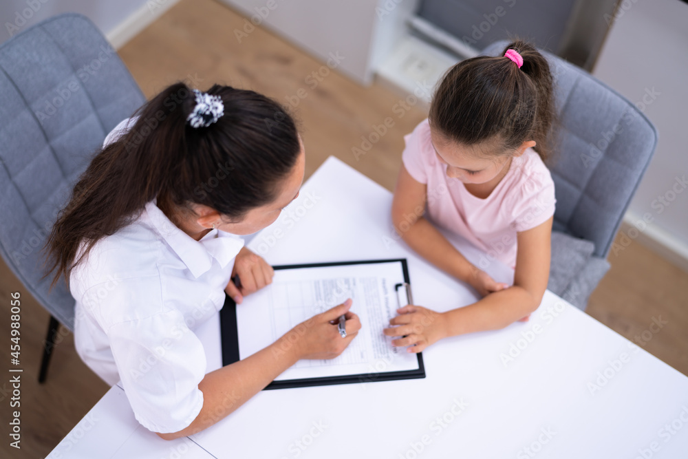 Sick Child Therapy. Therapist Comforting Kid Sick Child Therapy. Therapist Comforting Kid