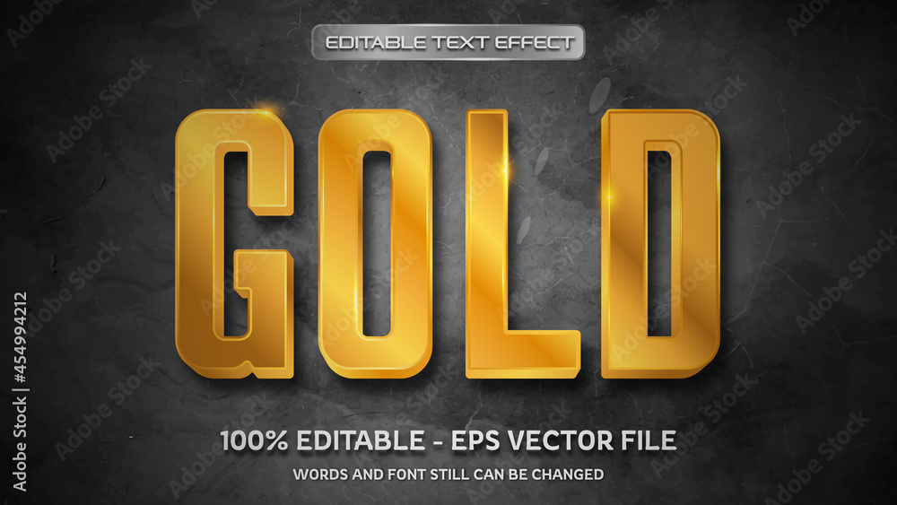 Gold Editable Text Effect Eps Vector File Stock Vector | Adobe Stock