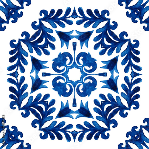 mediterranean tile background  seamless pattern. Decoartive mosaic ceramic design photo