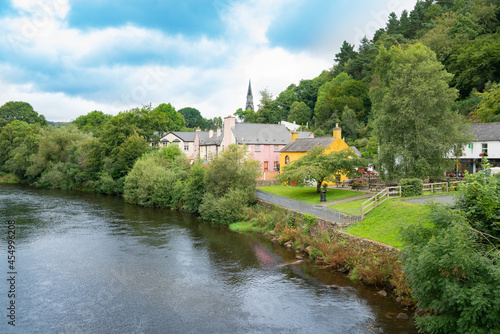 Avoca township with it's quaint picturesque homes and gardens along river in , Wicklow County, Ireland
