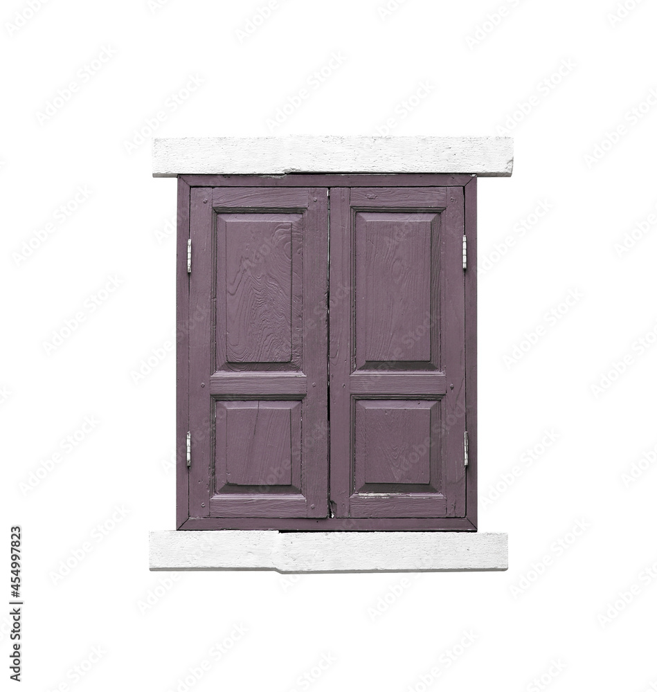Chinese wooden door on white background