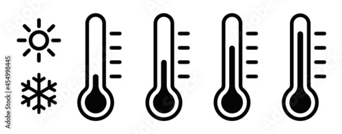 Temperature symbol set. Temperature icons vector set . Thermometer icons isolated.