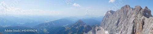 a beautiful alpine panorama of Dachstein mountain in Austria