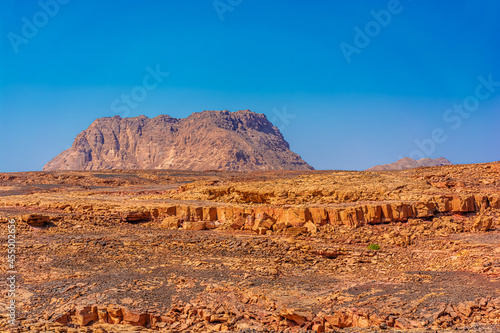 Colored Salam canyon in the Sinai Peninsula, beautiful curved limestone stones.