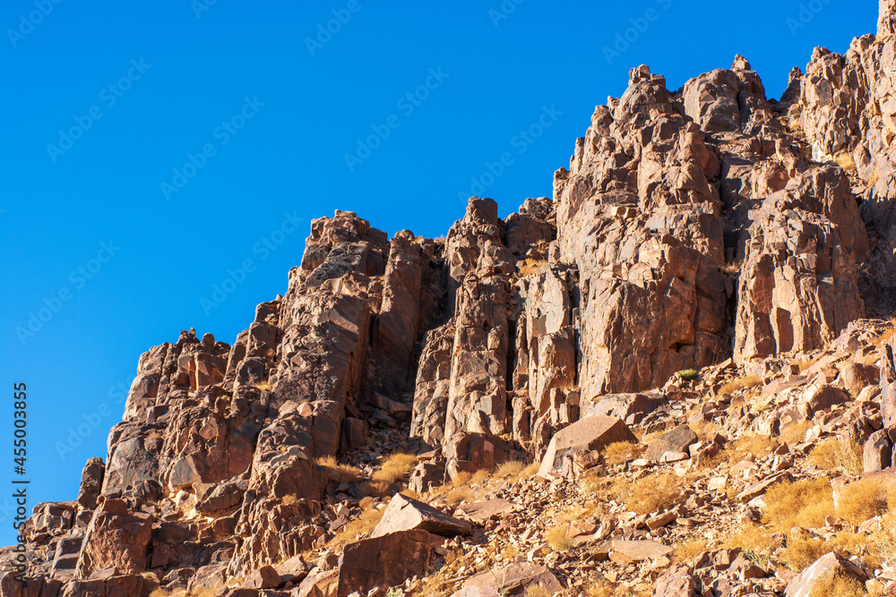 Fototapeta premium Egypt, view of Mount Moses on a bright sunny day