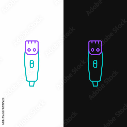 Line Electrical hair clipper or shaver icon isolated on white and black background. Barbershop symbol. Colorful outline concept. Vector