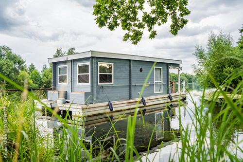 house boat on the water photo
