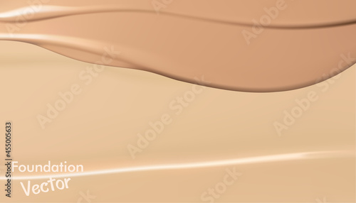 Texture of foundation for face. Face foundation. Smears of facial toning cream.Close up of smear foundation texture for background. Tone cream for cosmetic.Realistic vector illustration .