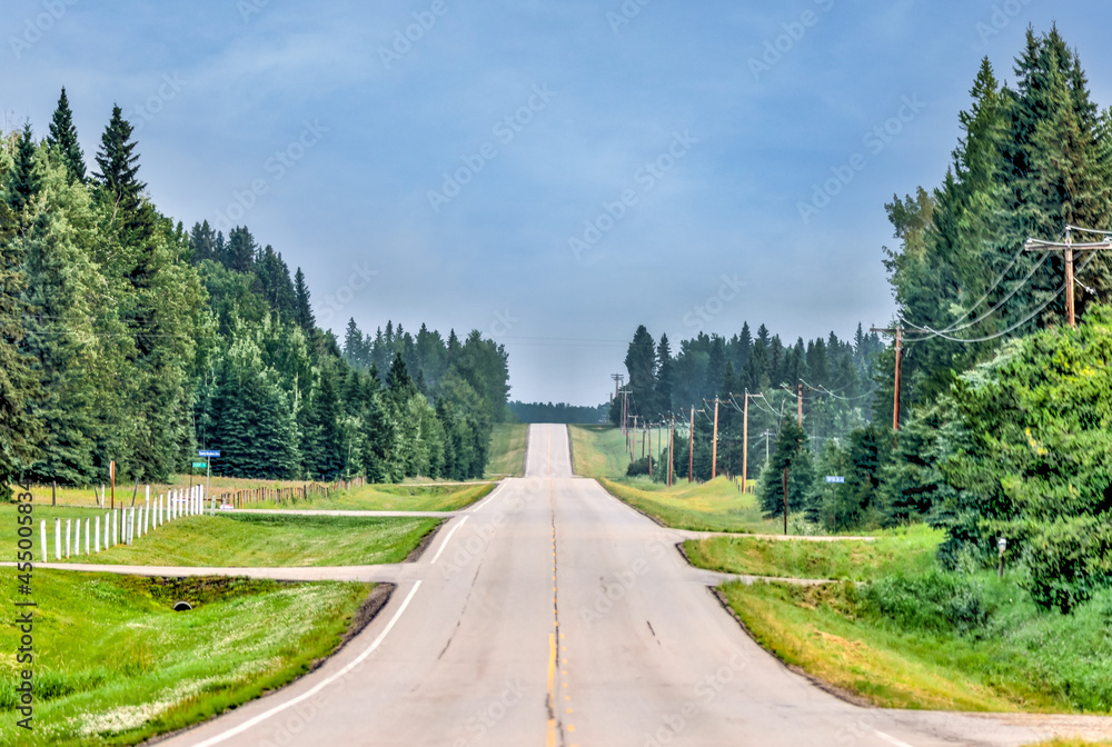 Empty highway in rural Alberta