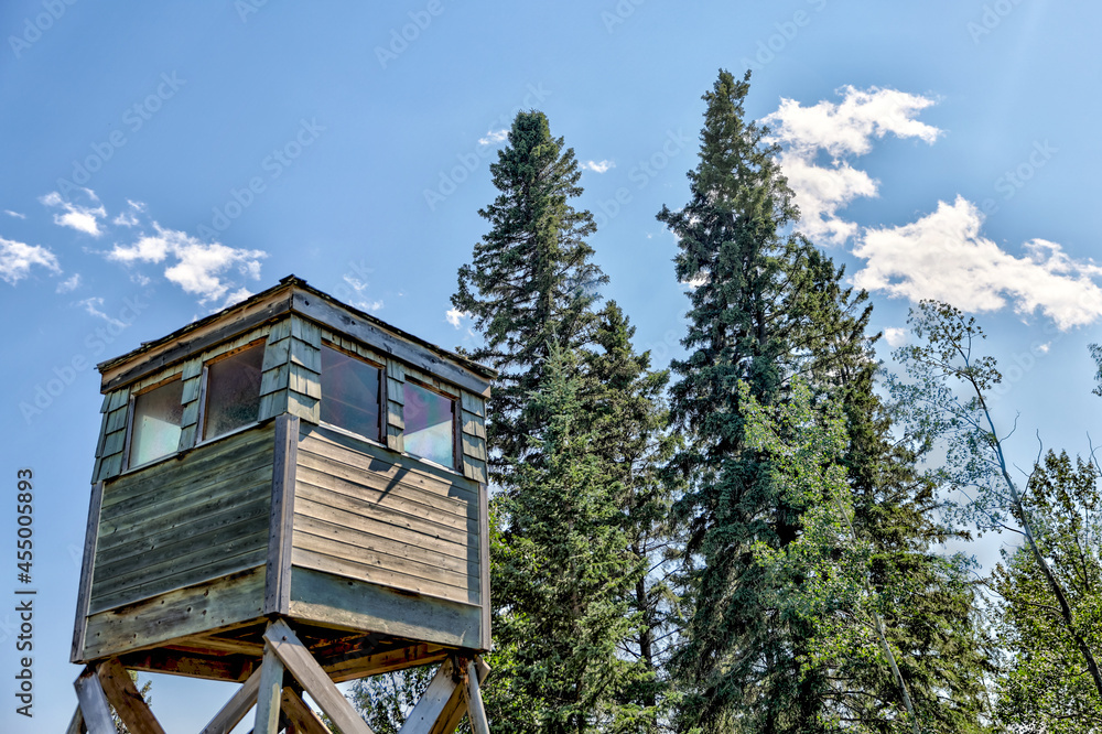 Signage and observation towers at the Rocky Mountain House Museum in Alberta Signage and observation towers at the Rocky Mountain House Museum in Alberta