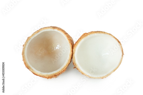 Young coconut isolated on white background.