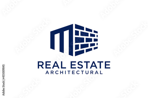 Letter M for Real Estate Remodeling Logo. Construction Architecture Building Logo Design Template Element.