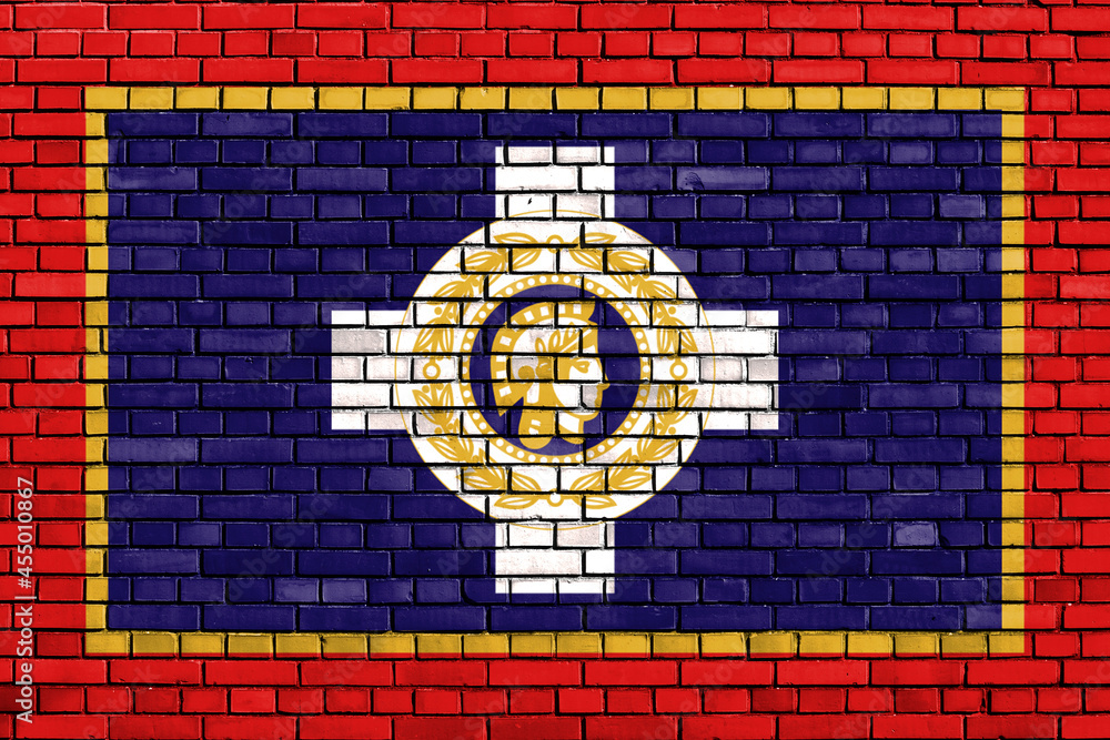 flag of Athens, Greece painted on brick wall flag of Athens, Greece painted on brick wall