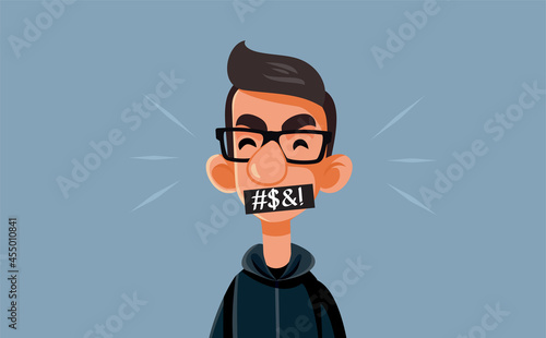 Teenager Cursing Using a Bad Language Vector Cartoon