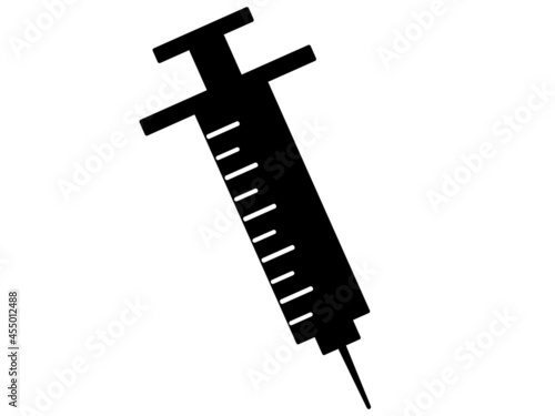 注射器のイラスト　シルエット　シンプル　モノクロ