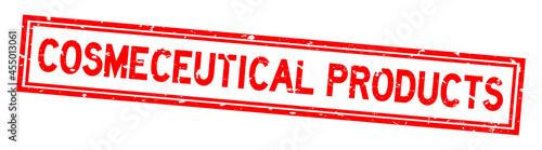 Grunge red cosmeceutical products word square rubber seal stamp on white background