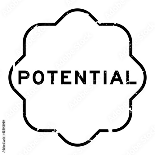Grunge black potential word rubber seal stamp on white background