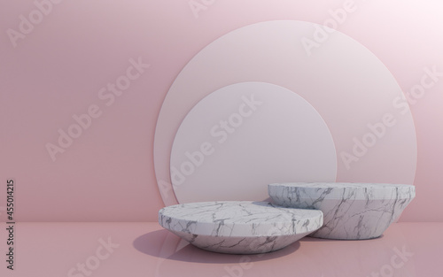 Cosmetic bottle podium on pink   background. 3d rendering. photo