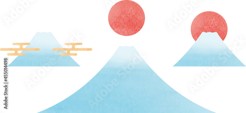 富士山と太陽の素材