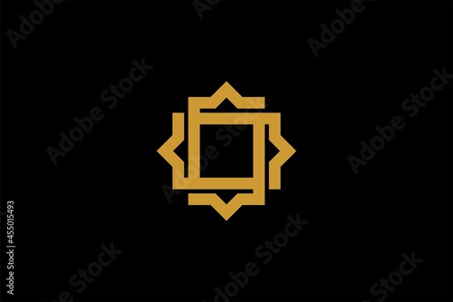 Islamic logo design vector. Mosque abstract illustration logo. Gold Arabic ornament vector icon. 