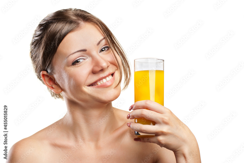 Young beautiful woman drinking orange juice Young beautiful woman drinking orange juice