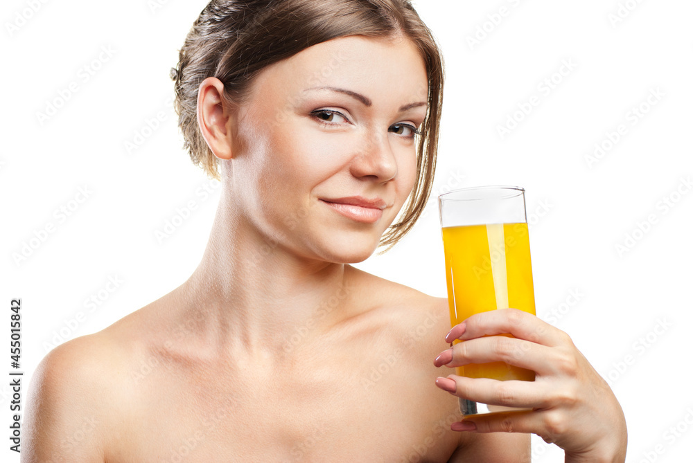 Young beautiful woman drinking orange juice Young beautiful woman drinking orange juice