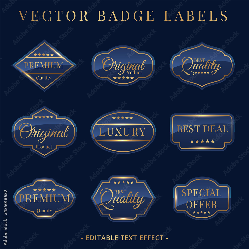 Set of luxury golden badges and stickers