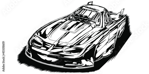 Racing car isolated on white background. abstract silhouette. line art. vector illustration.