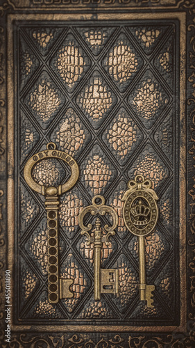 Vintage Skeleton Keys On Book