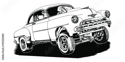 Racing car isolated on white background. abstract silhouette. line art. vector illustration.