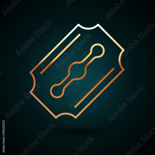 Gold line Blade razor icon isolated on dark blue background. Vector