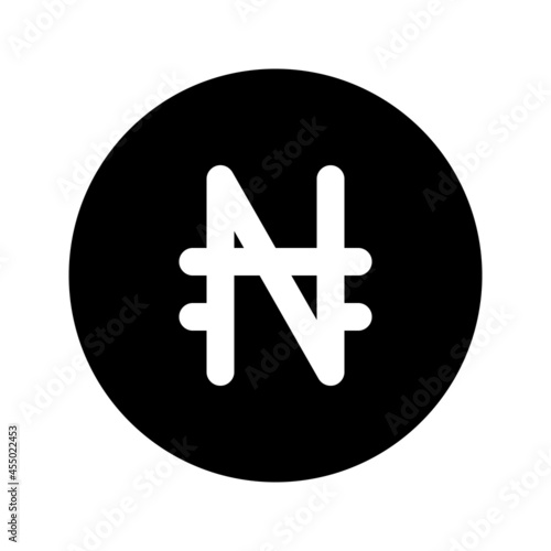 Illustration vector graphic icon of Nigeria Naira currency. Solid Style Icon. Vector illustration isolated on white background. Perfect for website or application design.
