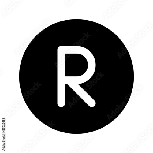 Illustration vector graphic icon of South Africa Rand currency. Solid Style Icon. Vector illustration isolated on white background. Perfect for website or application design.