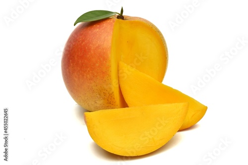 yellow ripe mango on a white background