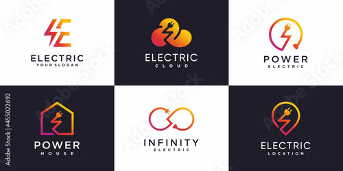 Electric logo collection with creative element concept Premium Vector part 1