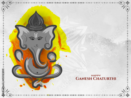 Happy Ganesh Chaturthi festival gray color theme ganpati idol background